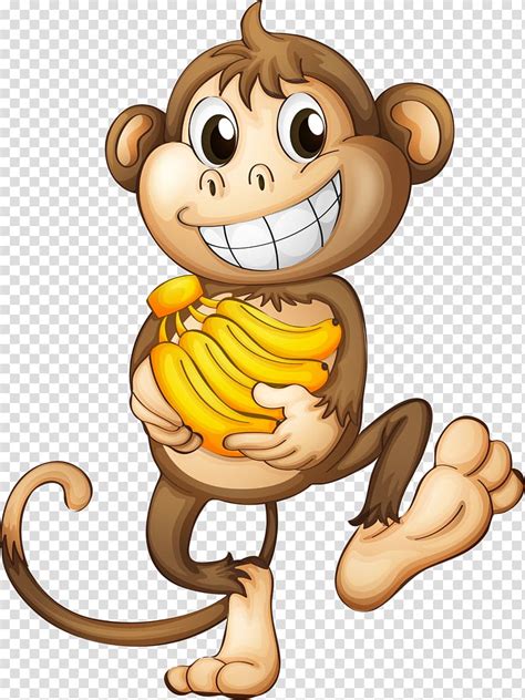 Monkey Carrying Yellow Banana Fruit Monkey Banana Cute Monkey