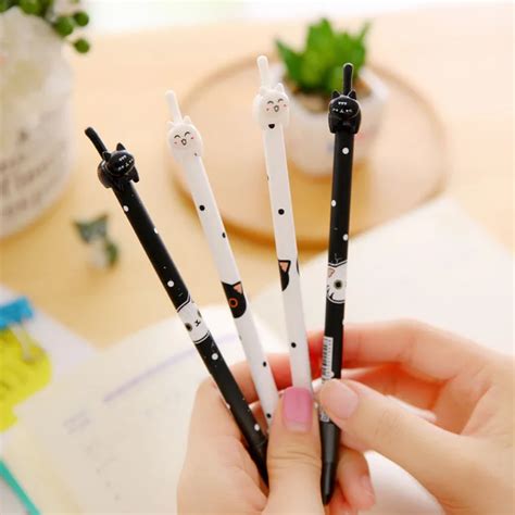 4pcs Cute Cat Pen Cute Pen Stationary Kawaii School Supplies Gel Ink Pen School Stationary