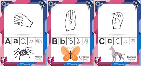 Alfabeto ilustrado em LIBRAS e mais 4 letras Olimpíadas Tóquio 2020