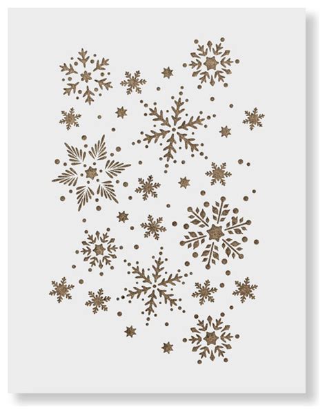 See more ideas about snowflake template, snowflakes, paper snowflakes. Snowflakes Pattern Stencil Template, Reusable Christmas Stencil - Contemporary - Wall Stencils ...