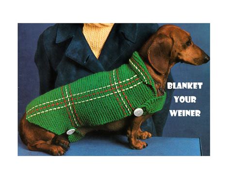 This pdf knitting pattern will teach you to knit a dog sweater for your medium or large dog. Digital Download Cozy Knit Dachshund by ...