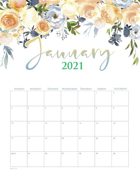 Download 2021 and 2022 printable calendar pdf formats with full customisation. Cute January 2021 Calendar Template in 2020 | 2021 ...