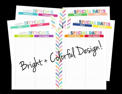 Perpetual Calendar Planner Printable Special Dates Instant Etsy