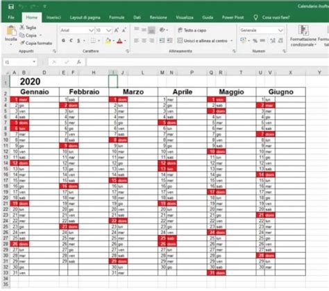 2020 Calendar In Excel Format With Holidays