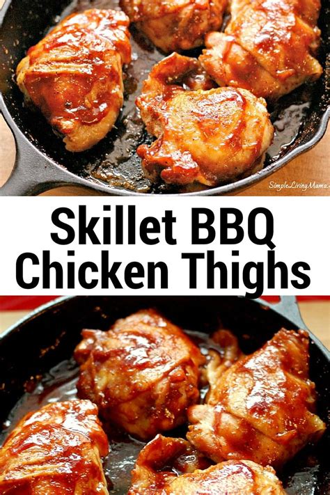 Skillet Bbq Chicken Thighs Simple Living Mama Recipe Bbq Chicken