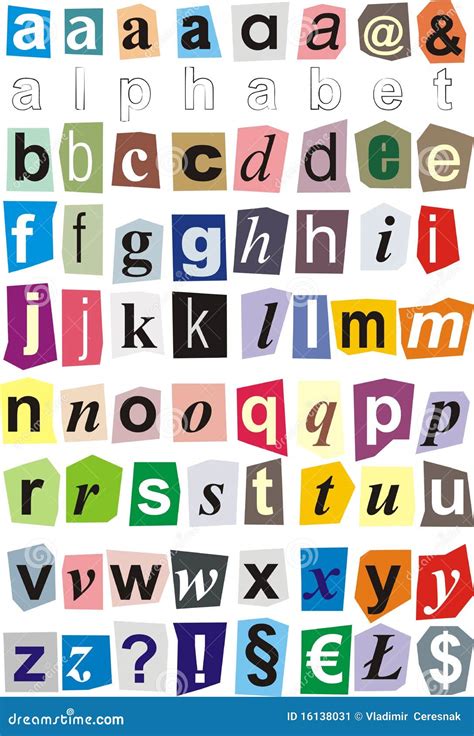 Alphabet Cut Out Of Paper Small Letters Stock Vector Illustration