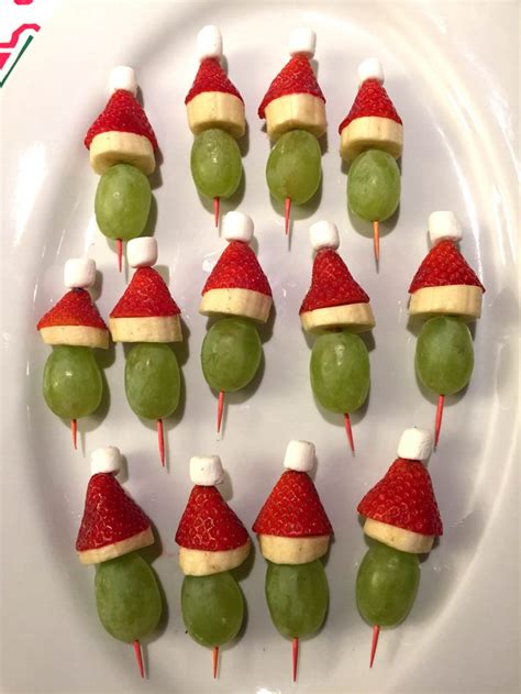 Grinch Fruit Kabobs Skewers Healthy Christmas Appetizer Snack Or