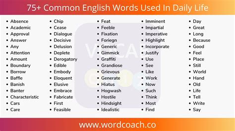 75 Common English Words Used In Daily Life Vocab Quiz