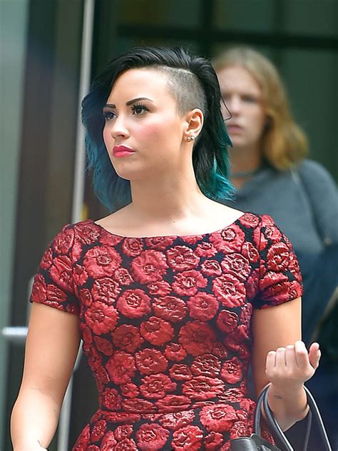 Demi Lovatos Makeup In Nyc — Pretty Makeup And Shaved Head Hollywood Life