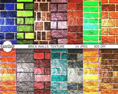 Brick Walls Digital Paper Brick Textures 16 Designs 12in Etsy Brick