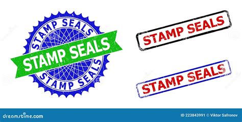 Stamp Seals Rosette And Rectangle Bicolor Stamp Seals With Unclean