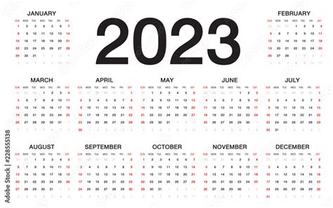 Calendar 2023 Week Starts From Sunday Business Template Planner