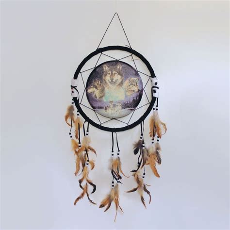 Dream Catcher Three Wolves Surrounding A Moon Filled Sky Dream