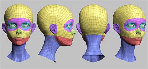artstation head base mesh face topology and uv map game assets face topology topology