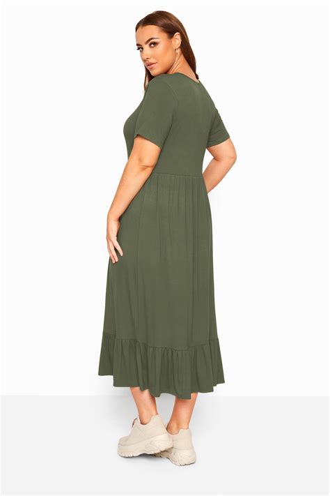 limited collection maxi kleid mit stufensaum khaki yours clothing