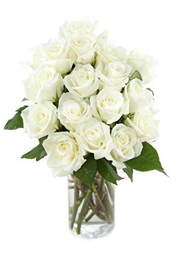 Bouquet Of Long Stemmed White Roses Dozen And A Half With Vase