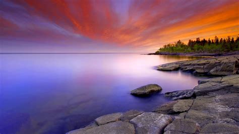Sunset Along The North Shore Of Lake Superior At Stoney Point Lake
