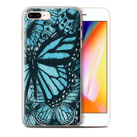 Stuff4 Gel Tpu Casecover For Apple Iphone 8 Plusbutterflyinsectteal