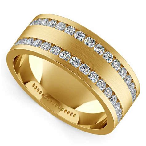 Mens Yellow Gold Wedding Ring With Diamonds