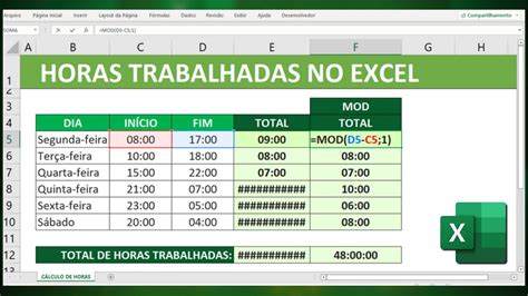 Como Calcular o Total de Horas Trabalhadas no Excel Exemplo prático do dia a dia YouTube