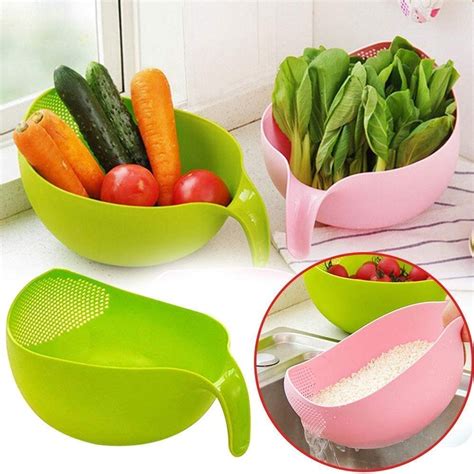Round Plastic Rice And Vegetable Washing Bowl Set Contains 1 Size