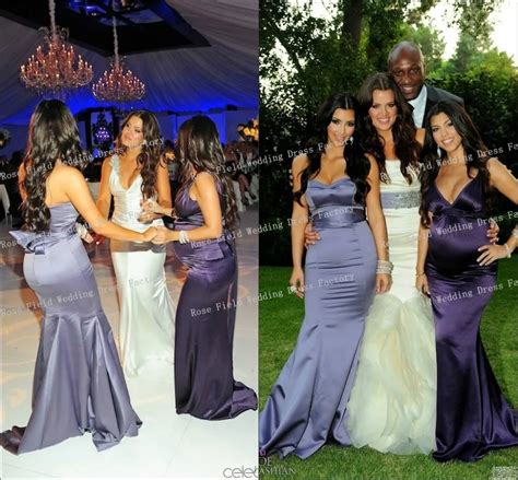 Kim Kardashian Purple Mermaid Bridesmaid Dress At Khloe Kardashian