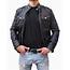 Mens Zip Up Multi Pocket Style Slim Fit Black Leather Jacket