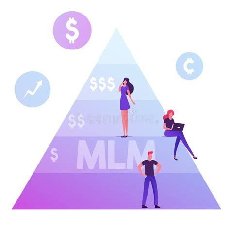 People Stand On Mlm Pyramid Multi Level Marketing Concept Stock Vector