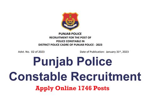 Punjab Police Constable Recruitment Online Form Notification Out