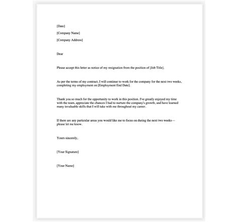 How To Write An Effective Two Weeks Notice Template Free Sample