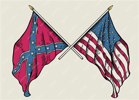 Premium Vector Hand Drawing Of Crossing Union Flag And Confederate Flag