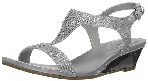 Bandolino Womens Gruglia Wedge Sandal Silver Size 55