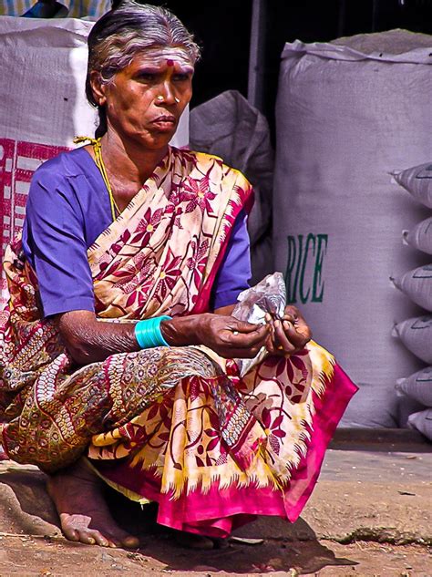 Sri Lankan Tea Picker On A Sunday Afternoon After A Hindu Prayer