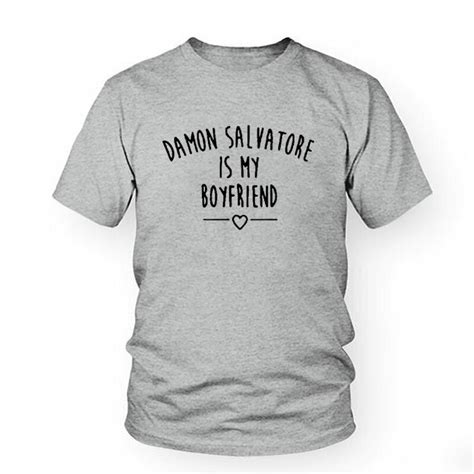Vampire Diaries T Shirt Damon Salvatore Is My Boyfriend Letters Print