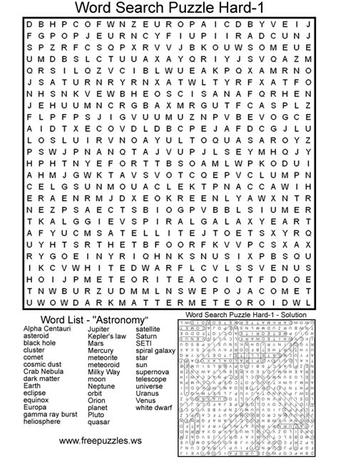 Free Printable Hard Word Search Puzzles For Adults
