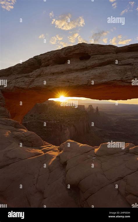 Shot Of The Sunrays With Mesa Arch Canyonlands National Park Utah