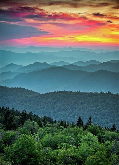 Blue Ridge Parkway Sunset The Great Blue Yonder Poster By Dave Allen