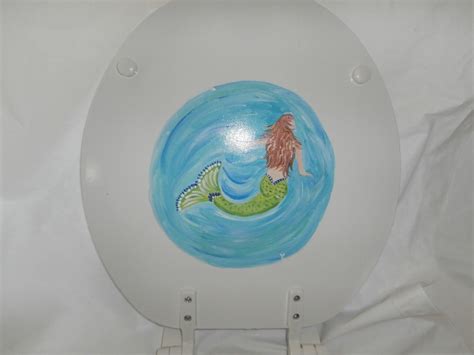 Hand Painted Swimming Mermaids Standard White Toilet Seat Etsy