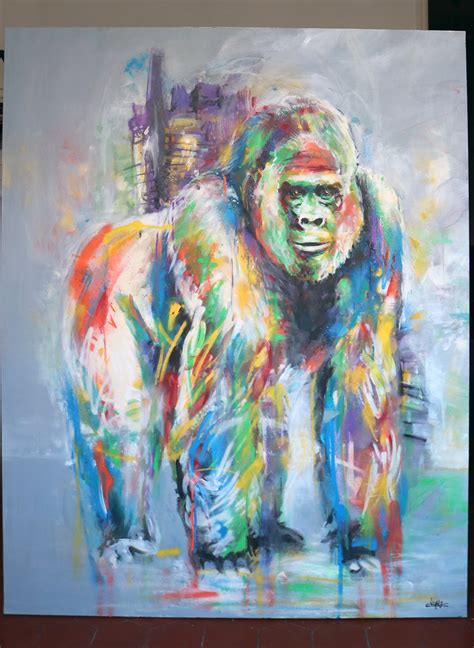 Peinture de gorille street art énergique et profonde par l ...