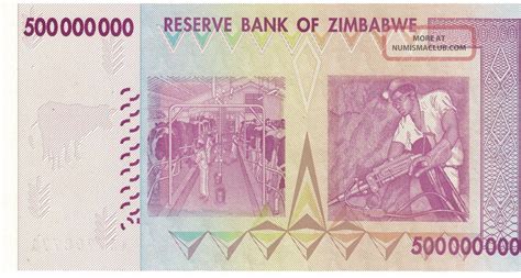 zimbabwe 500 million dollars p 82 2008 aa unc banknote 50 100 trillion series