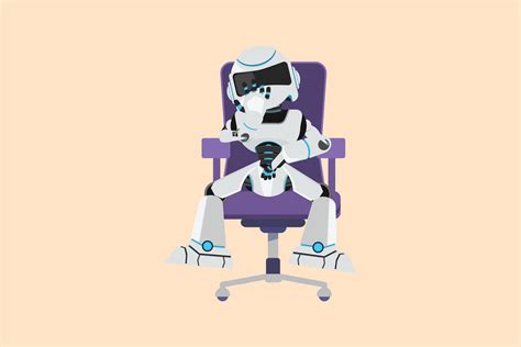 Business Design Drawing Depressed Robot Sitting At Chair Feeling