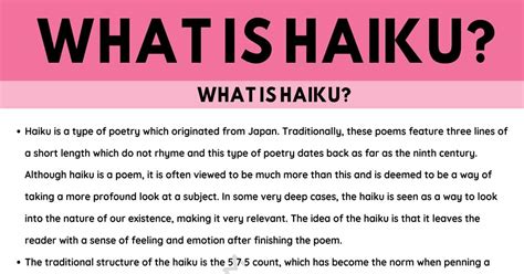 Haiku Definition And Useful Examples Of Haiku In The English Language