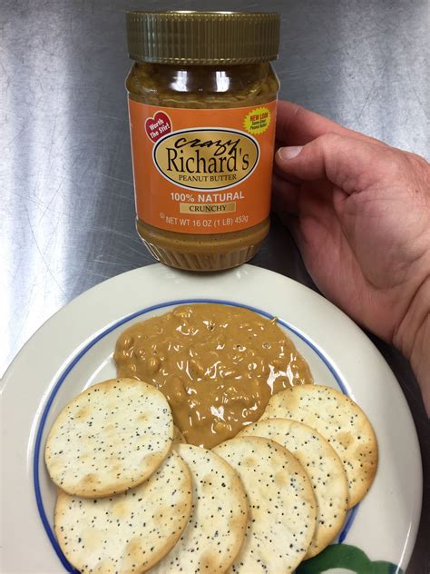 Chunky Crazy Richards Peanut Butter I Like It With These Pepper Poppy Seed Water Crackers