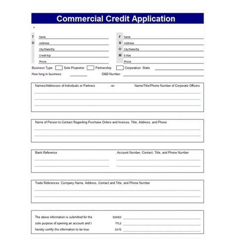 Credit Application Template | Credit Application Templates