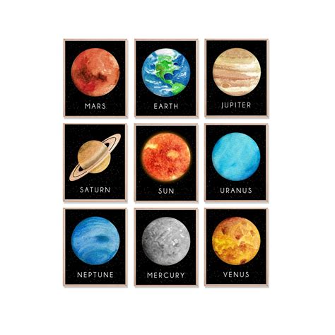 Planet Print Set Planet Printables Solar System Printables Etsy
