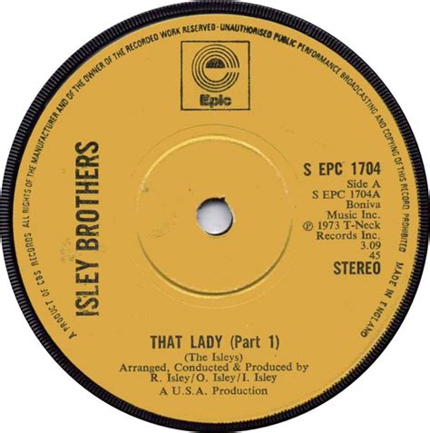 isley brothers that lady 1973 solid centre vinyl discogs