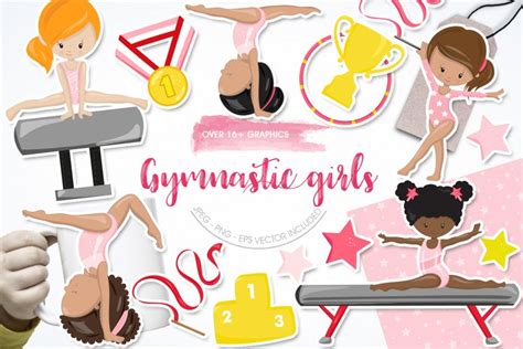 gymnastic girls graphics illustrations vector