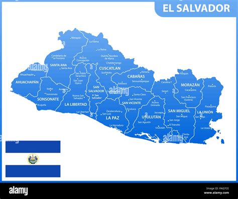 The Detailed Map Of El Salvador With Regions Or States And Cities