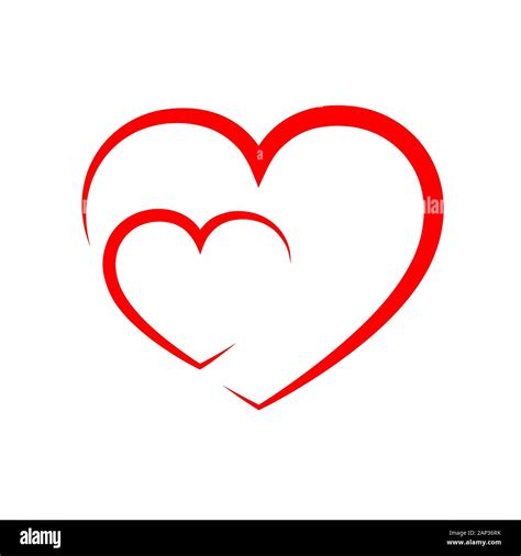 Abstract Hearts Shape Outline Vector Illustration Red Hearts Icon In Flat Style The Heart As