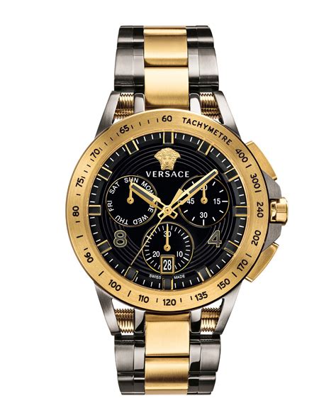 Versace Mens 45mm Sport Tech Chronograph Watch Goldgray Neiman Marcus